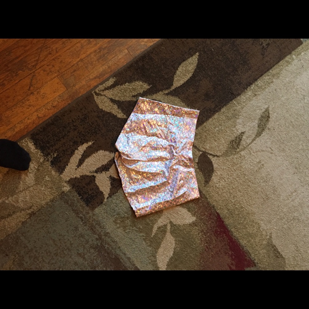 Pink iridescent mermaid shorts